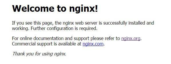 Trang Welcome của NGINX