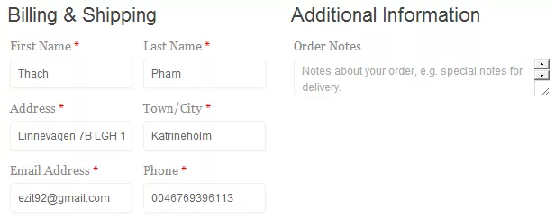 Xóa field không cần thiết khi thanh toán