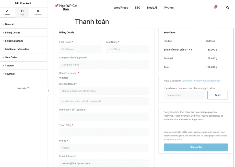 Hướng dẫn WooCommerce: Sử dụng Elementor thiết kế các trang mặc định 54