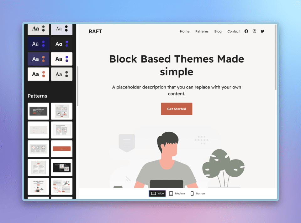Giao diện xem trước của một Block Themes trên WordPress.org