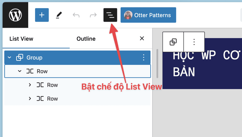 Bật tính năng List View để xem các phần tử trực quan hơn