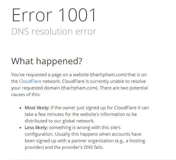 Cloudflare bị lỗi