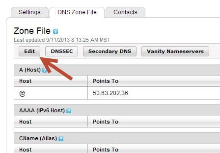 Edit DNS Zone Godaddy