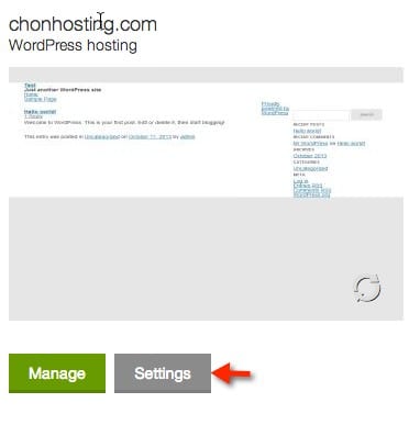 vào trang setting gói wordpress managed hosting