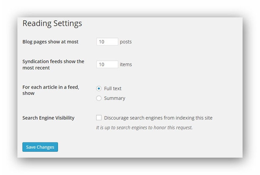settings-reading-wordpress