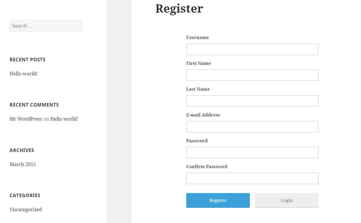 Ultimatemember register default form