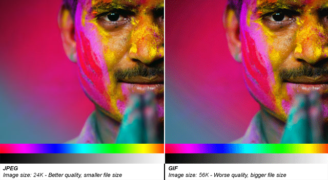 JPEG sẽ tốt hơn với các ảnh có chế độ màu đa dạng.